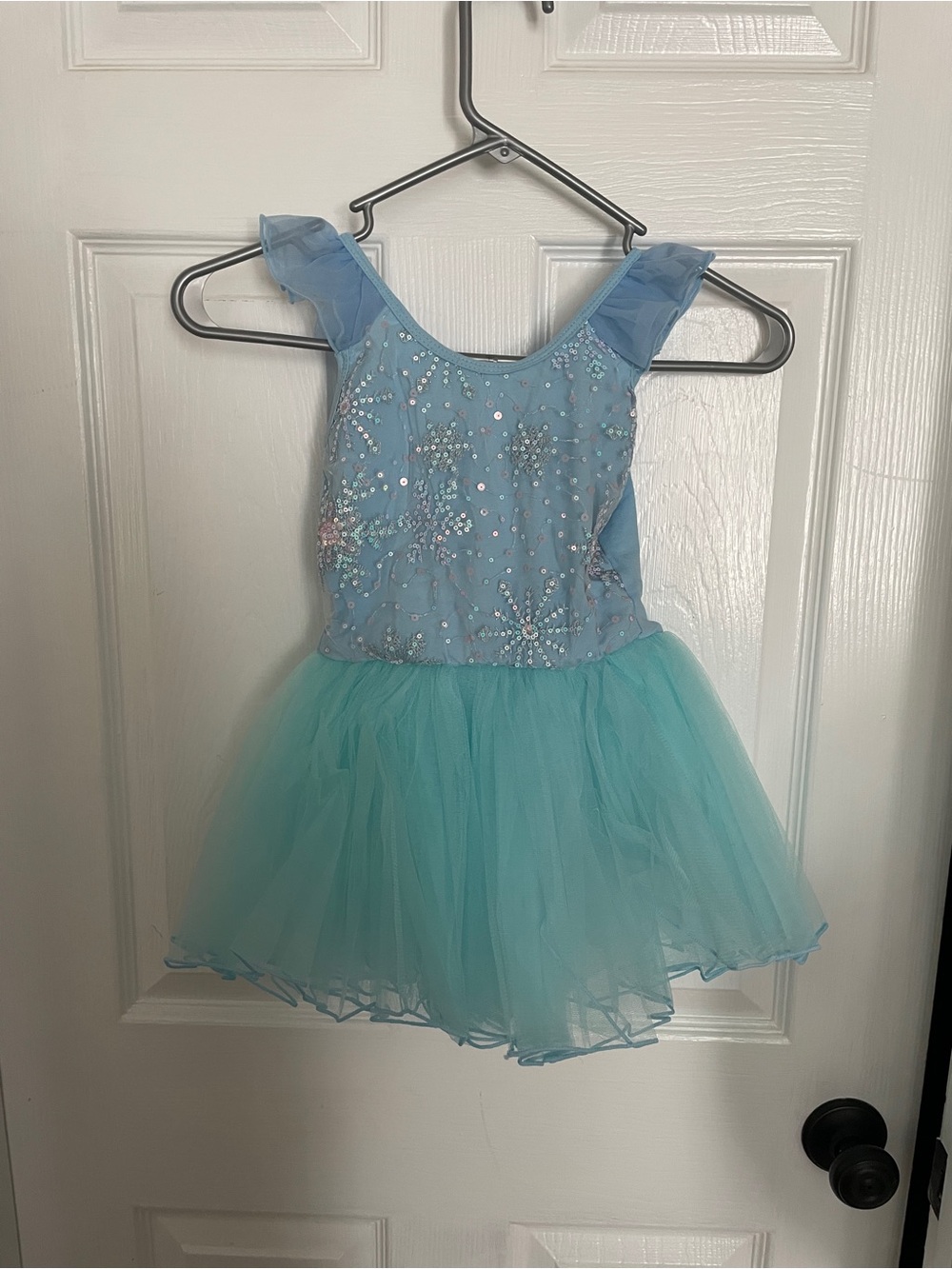 Light Blue Sequin Tulle Dance Costume for Kids